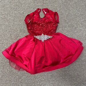 Red Weissman dance recital costume. Size XSC
